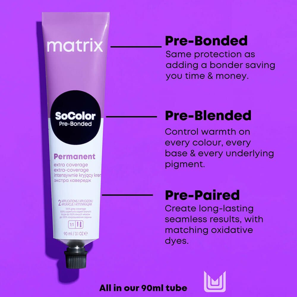 Matrix SoColor Pre-Bonded Permanent Hair Colour, Extra Coverage - 504N 90ml, Permanent Hair Colour